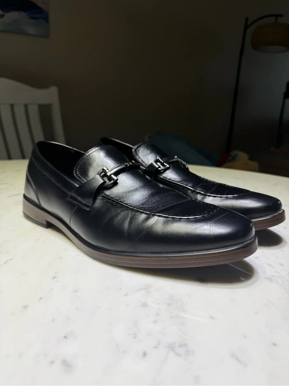 Van Heusen Black Leather Bit Loafers